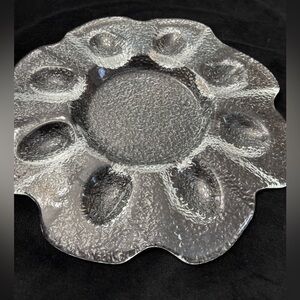 Textured Glass Deviled Egg Plate